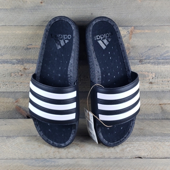 adidas Adilette Boost Men\'s Slides Sandals Black White Supreme Cushioning main image 8